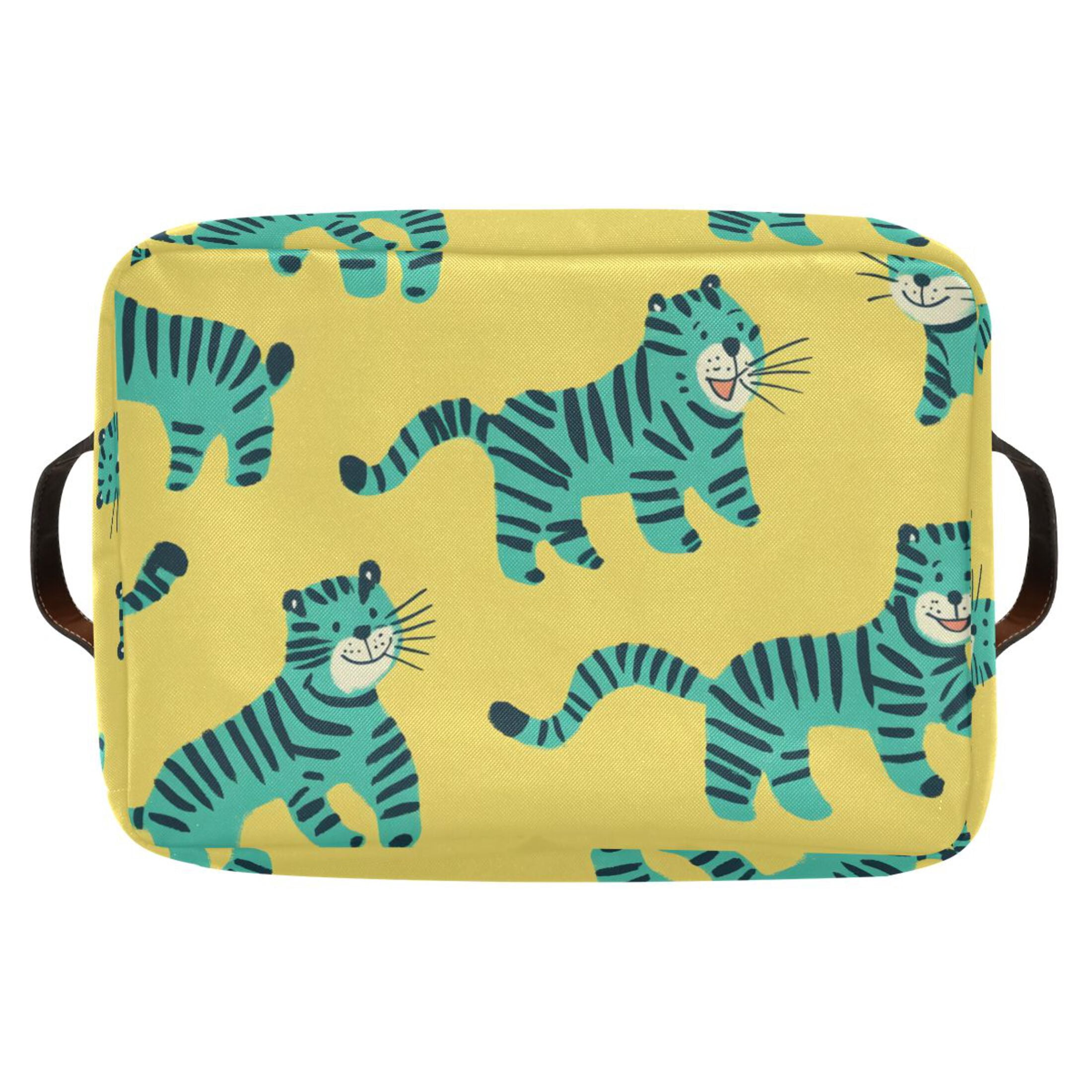 Ryvnso Cute Cartoon Tiger Storage Basket Large Bin Foldable Boxes Toys Organizer 14.2x10.2x8.3in 2 PCs