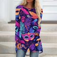 thumbnail image 2 of Mardi Gras Shirts for Women Glitter Sparkly Crew Neck Graphic Tee Sequins Long Sleeve Party Blouse Dark Blue M, 2 of 5