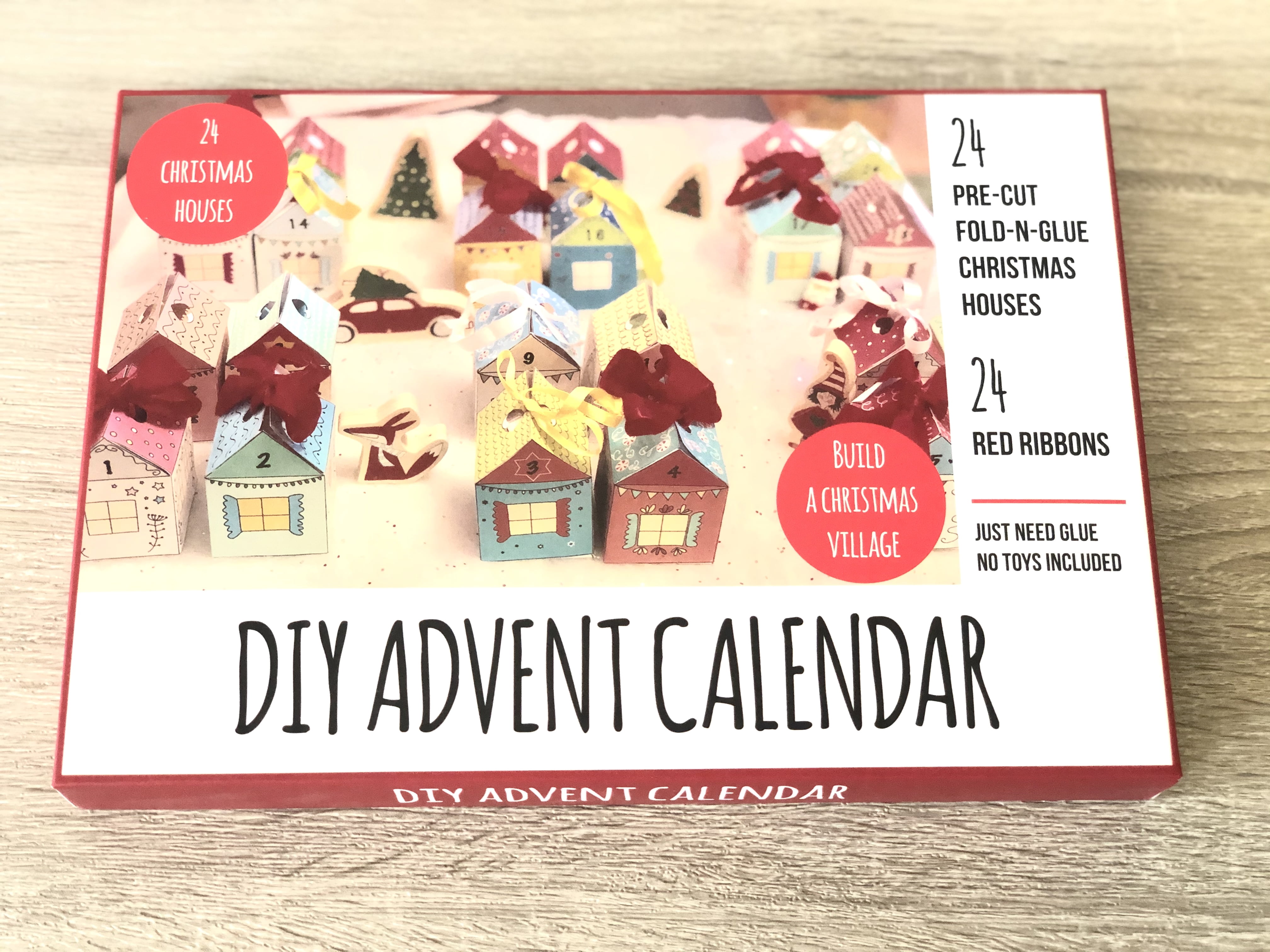 DIY Advent Calendar Kit. Christmas Village. 24 Christmas houses. Includes  24 fold-n-glue houses + ribbons. - Walmart.com