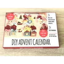 DIY Advent Calendar Kit. Christmas Village. 24 Christmas houses. Includes 24 fold-n-glue houses ribbons.