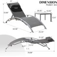 thumbnail image 4 of Pool Lounge Chairs Set of 3, Adjustable Aluminum Outdoor Chaise Lounge Chairs with Metal Side Table for Deck Lawn Poolside Backyard (Dark Gray), 4 of 7
