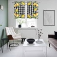 thumbnail image 5 of 2 Panels Kitchen Tier Curtains 39 Inch Length, Lemon Grommets Window Treatment Curtain, Black Plaid Check Yellow Fruit Flower Floral Thermal Curtains Drapes for Living Room/Bathroom, 5 of 9