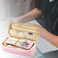 thumbnail image 1 of Estuche de lápices de bolsillo clásico, bolsa de almacenamiento de bolsa de maquillaje cosmético de gran capacidad Rosa beige Sharpla Estuche de papelería, 1 of 7