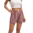thumbnail image 5 of Women Striped Shorts High Elastic Waist Casual Summer Pajama Bottoms Cute Lounge Short with Pockets, 5 of 6