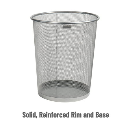 Mind Reader - Network Collection, Waste Paper Basket, 4.4 Gallon Capacity, Metal Mesh, 11.5"L x 11.5"W x 13.75"H - Silver