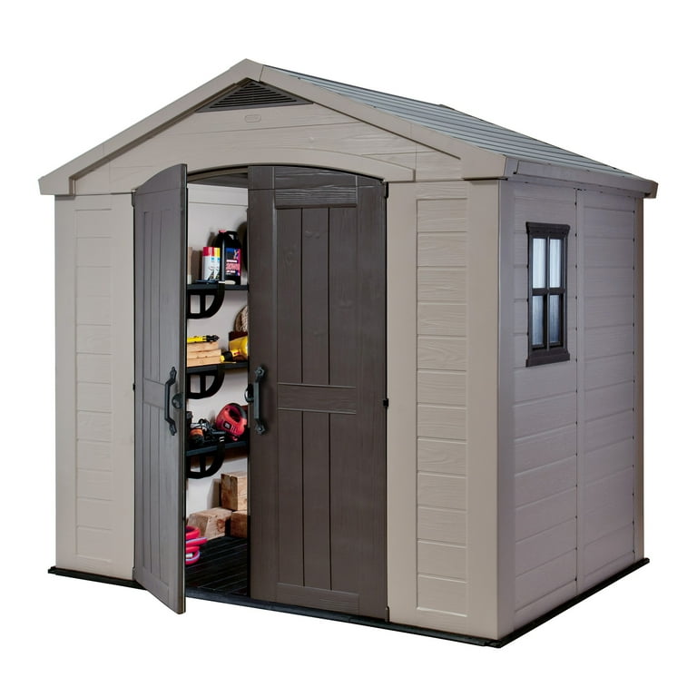 ケントハウス Keter Factor 8' x 6' Resin Storage Shed, All-Weather Plastic