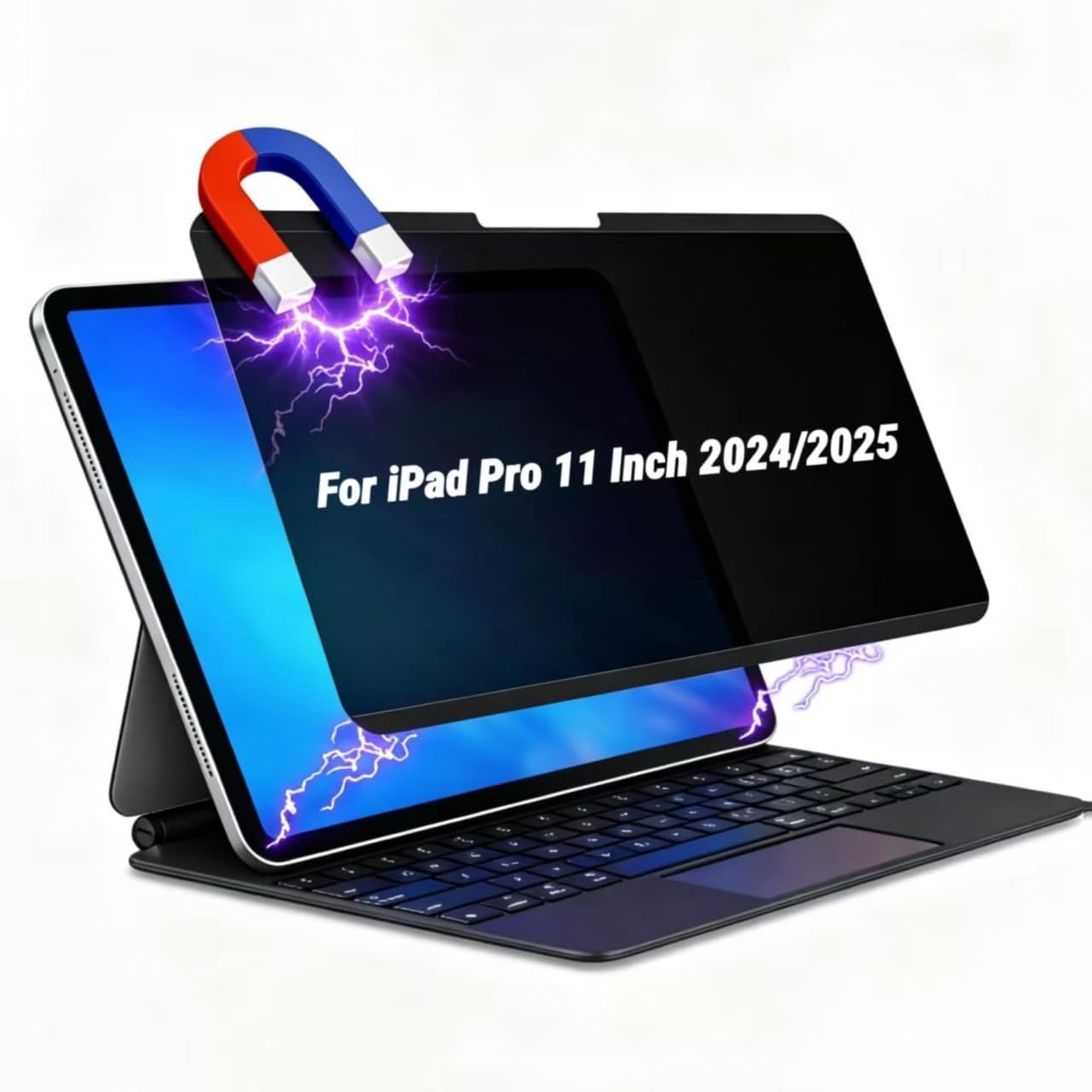 KUMEE Magnetic Privacy Screen Protector for 11" M4/M5 [2024/2025 6/5Th Gen],Removable & Reusable Anti Glare Anti Blue Light Spy Filter