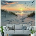 thumbnail image 4 of PRATYUS  Ocean Beach Tapestry Wall Hanging, Sunset Seabird and Beach with Grass  Tapestry Natural Landscape Tapestry for Bedroom Living Room Dorm Decoration Wall Decor, Painting, 4 of 6