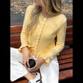 thumbnail image 4 of Suéteres Tipo Cárdigan con Botones para Mujer, Ligeros, de Larga, Cuello Redondo, de Punto, de Verano, con Abertura Frontal Amarillo L, 4 of 7