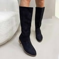 thumbnail image 4 of Knee High Boots Women Fold Over Knee High Boots Chunky High Heels Long Boots Zipper Pointed Toe Dress Tall Boots for Women,Color:Black,Size:8.5, 4 of 8
