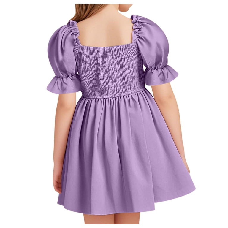 JUSLIO Dresses for Girls Beach Dresses Solid Casual Short Sleeve Cotton Dress  Size 12 Y - Walmart.com