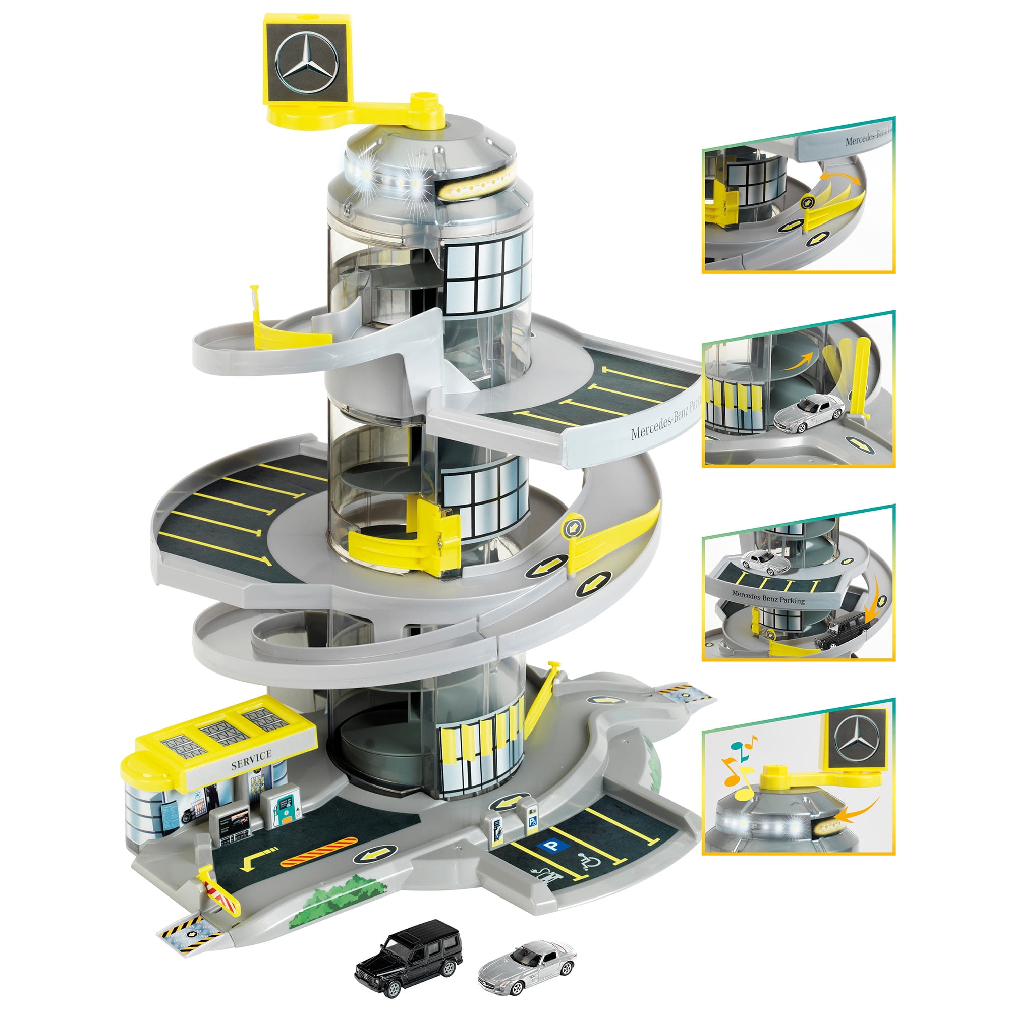 Mercedes-Benz: Electric Car Park - Theo Klein, Electronic Parking Garage With Helix Elevator, Light & Sound, Includes 2 Toy Cars, Departure Ramp With Switches, Officially Licensed, Children Aged 3+