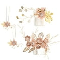 thumbnail image 3 of FELTECHELECTR Juego de 4 peinetas para el pelo de boda hechas a mano, tocados florales para novia, accesorios para el cabello con diamantes de imitación, accesorios para vestido de novia (rosa), 3 of 3