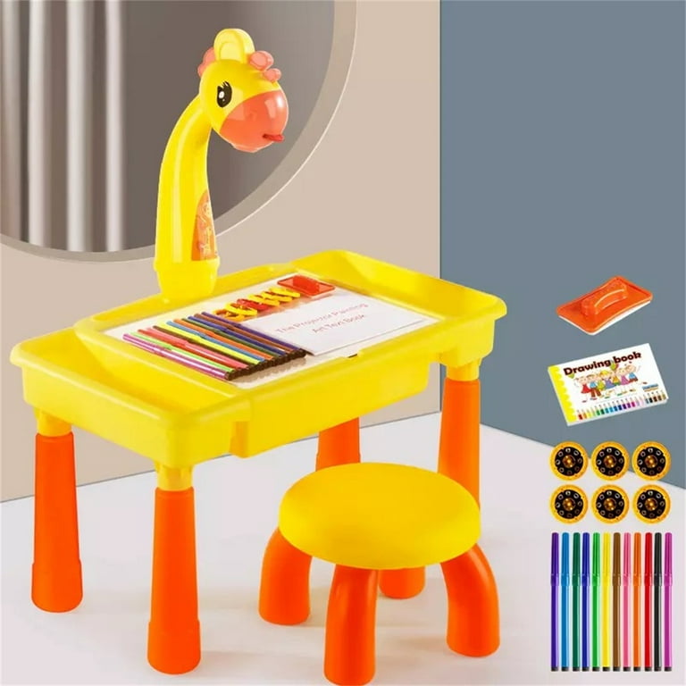 Dropship Large Drawing Projector Table With Kids Chair; Kids Projection  Drawing Tablet With Lights And Music; Kids Projector Drawing Set 3+ (Fawn)  to Sell Online at a Lower Price