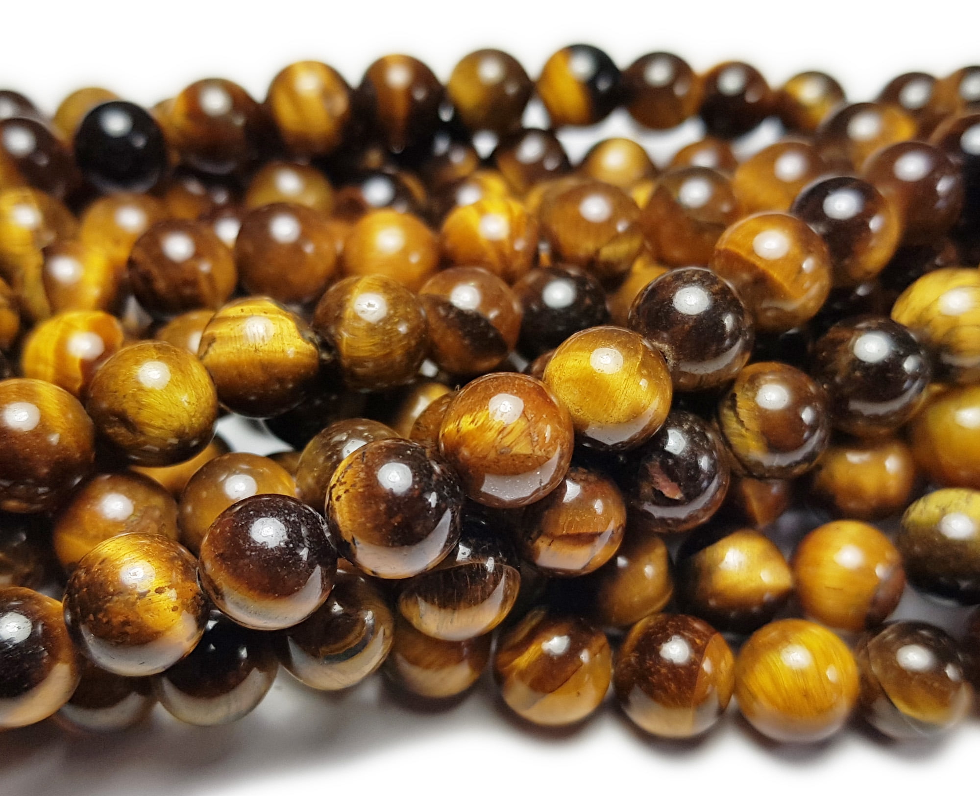 Natural Tiger's Eye Gemstone Round Beads 15'' Red Gold Blue Green Pink Assorted 