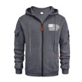 thumbnail image 2 of Men's Flag Print Zip Up Hoodie with Arm Pocket, Casual Cardigan Style Sweatshirt, Large Size Fleece Jacket for Patriotic Events, Christmas, Outdoor Activities,Dark Gray,3XL, 2 of 5