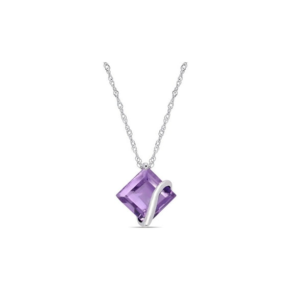 2.25 Carat (Ctw) Amethyst Pendant Necklace in 10K White Gold with Chain