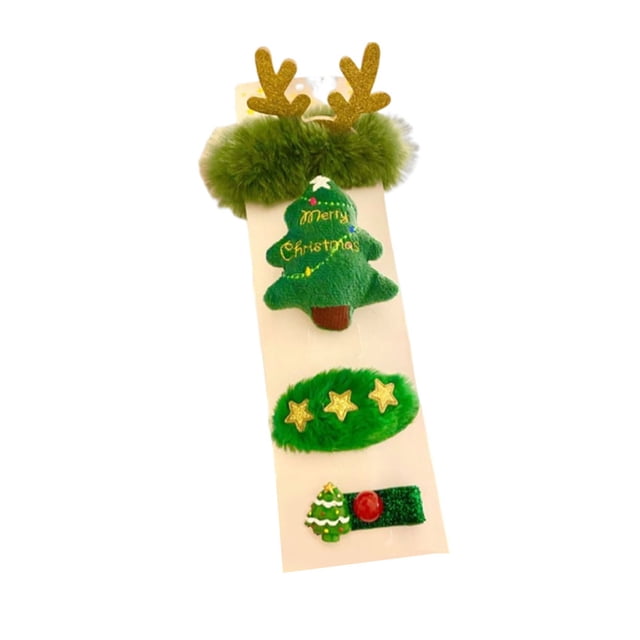 Injueey 4 unids/set Clip de pelo de Navidad lindo Festival Navidad Año Nuevo trabajo foto Cosplay decoración horquilla accesorios regalos mujeres Kits de decoración para fiestas Árbol de Navidad Injueey HA069799-03