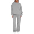 thumbnail image 2 of VV AVEORS Sweatsuits Women 2 Piece Outfit Oversized Sweatshirt Matching Wide Leg Sweatpants Y2K Baggy Track Suits Travel Lounge Fashion Sets Gray S, 2 of 7
