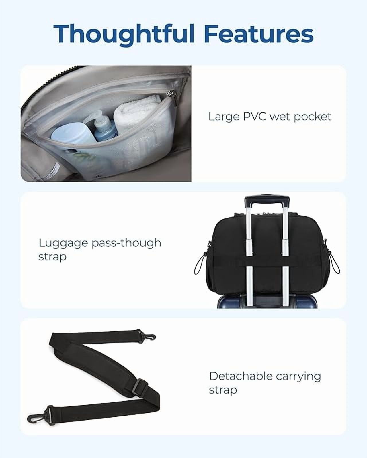 Gym Bag for Women, Duffle Bag for Travel with Wet Pocket, Lightweight Carry on Weekender Duffel, Water Resistant