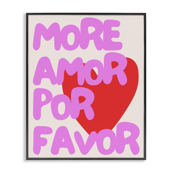 Stupell Industries Pink & Red More Amor Text & Numbers Painting Black Framed Art Print Wall Art, 11 x 14