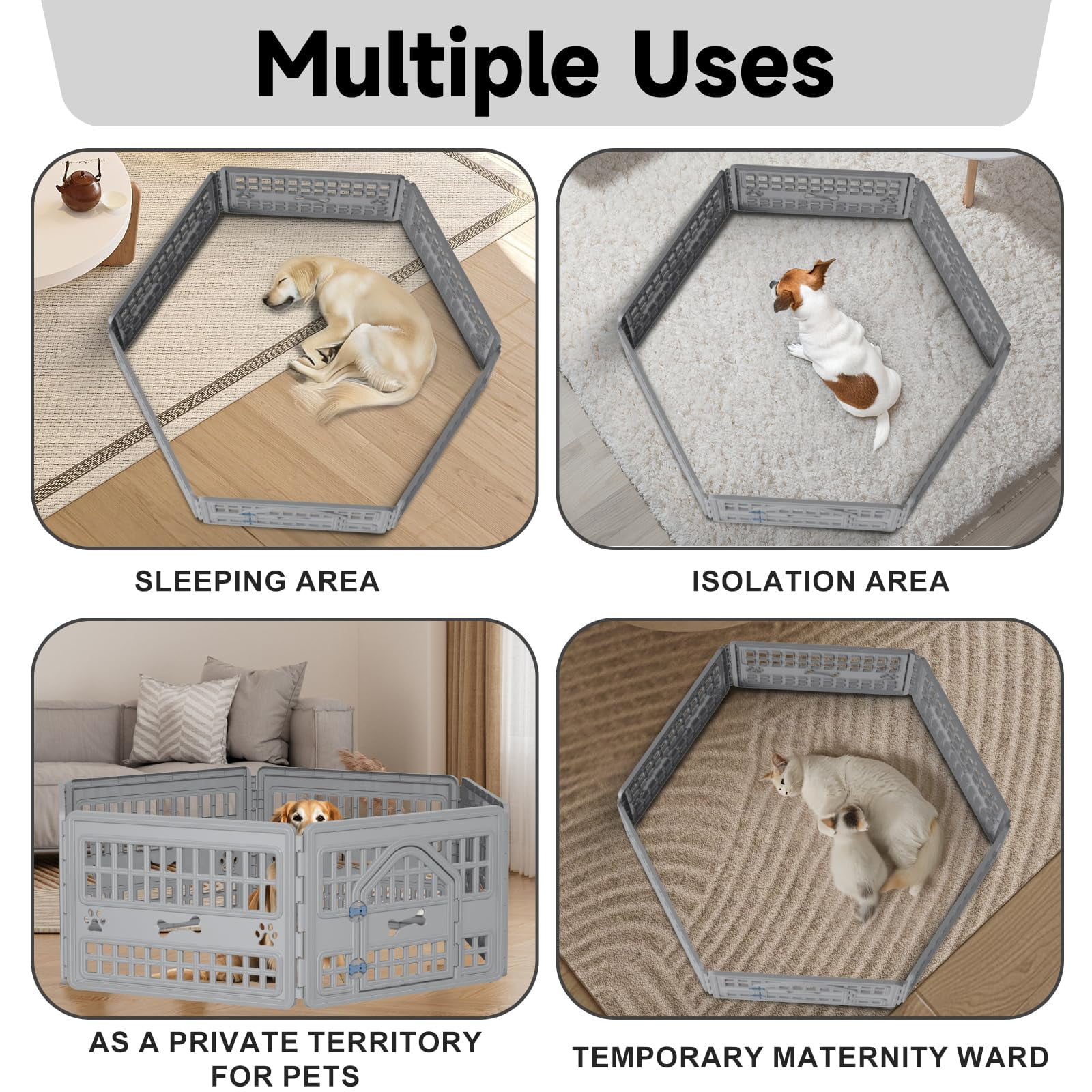 6-Panel Pet Playpen for Dogs & Cats - Indoor/Outdoor Safety Gate with Door, Portable Metal Puppy Fence - Easy to Clean & Assemble, Secure Kennel for Small Animals