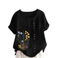 thumbnail image 2 of Xuyuer Women Tops Causal Summer Short Sleeve Oversized T Shirts Loose Blouses Fashion Round-Neck Comfy Women Tunic Tee Shirts Tops Loose Fit Regular Blouse, 2 of 5