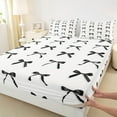 thumbnail image 3 of Manfei Princess Kawaii Bow Bed Sheets for Kids, White Black Cartoon King Sheets, Cute Bowknot Sheet Set, Lightweight Room Decor, 4pcs, 3 of 7