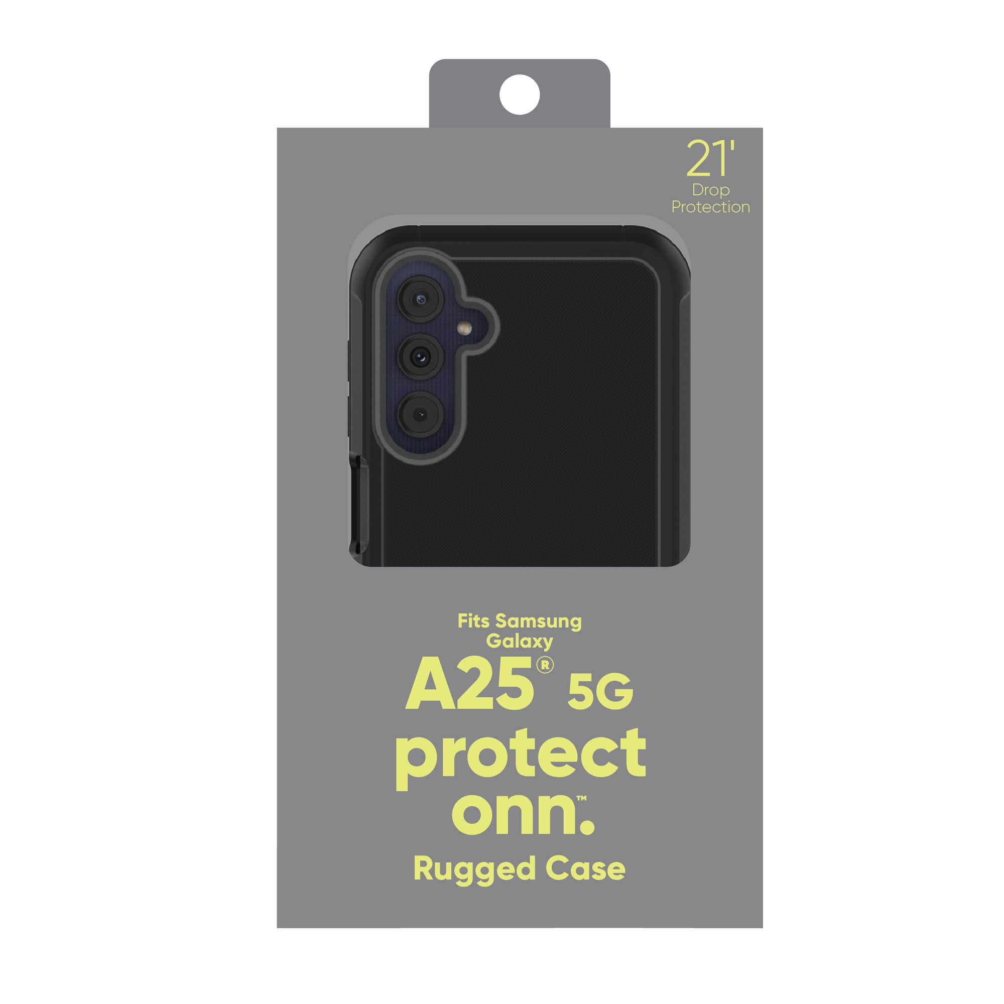 onn. Rugged Phone Case for Samsung Galaxy A25 5G – Black/Gray