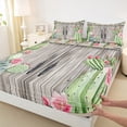 thumbnail image 3 of Castle Fairy Teens Floral Green Cactus Full Size Sheets 4-Piece,Old Barn Door Breathable Bed Sheets,Botanical Plants Lightweight Sheet Sets,Microfiber Bedroom Decor, 3 of 7