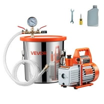 VEVOR 3 Gallon Vacuum Chamber with Pump, 3.5 CFM, Stainless Steel Degassing Chamber Kit, Single Stage Vacuum Pump, Tempered Glass Lid, 4.92 ft Hose, Oil, for Stabilizing Wood Degassing Silicone Resin