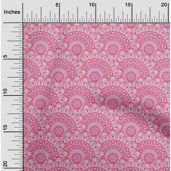 oneOone Viscose Chiffon Pink Fabric Semi Mandala Floral Craft Projects Decor Fabric Printed By The Yard 42 Inch Wide