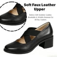 thumbnail image 4 of CHICVOMEY Womens Crisscross Elastic Strap Block Heel Mary Jane Shoes Square Toe Faux Leather Mid Heel Pumps Slip On Closed Toe Casual Dress Shoes for Office Daily, 4 of 9