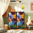 thumbnail image 6 of 4 Drawer Vertical Storage Dresser Abstract Oil flowers with Wood Top Fabric Pull Drawers, 6 of 8