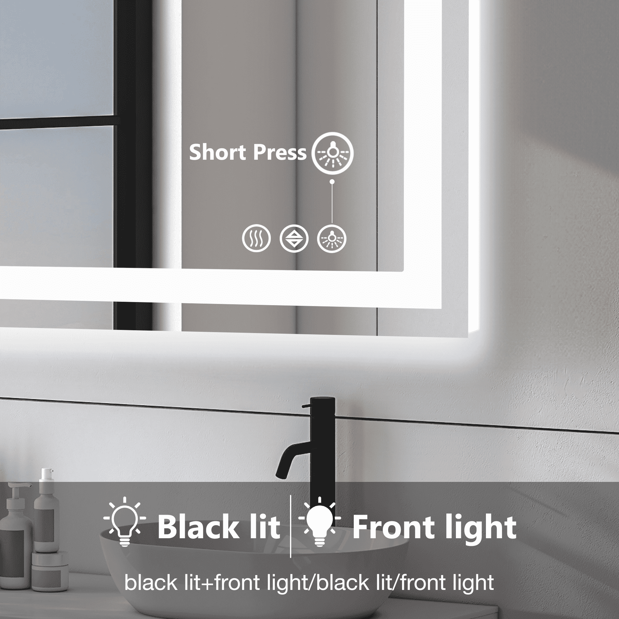 MAYEERTY 28"x36" Anti-fog LED Bathroom Mirror, Wall Mounted Vanity Mirror