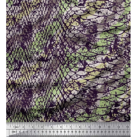 Soimoi Cotton Duck Fabric Snake Animal Skin Print Sewing Fabric Yard 42 Inch Wide