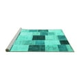 thumbnail image 2 of Ahgly Company Machine Washable Indoor Rectangle Patchwork Turquoise Blue Transitional Area Rugs, 5' x 7', 2 of 4