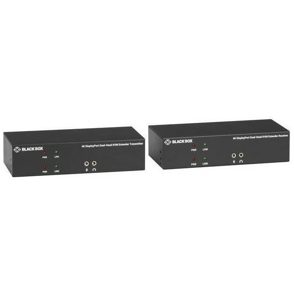 Black Box KVX Series KVXLCDPF-200 KVM Extender over Fiber - 4K, Dual-Head, DisplayPort, USB 2.0, Serial, Audio, Local Video