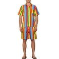 thumbnail image 1 of Conjunto de Camisa Rayada INSPIRE CHIC de Manga Corta para Hombre y Pantalones Cortos de Playa Hawaiana S Arcoíris Azul, 1 of 4