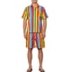 thumbnail image 1 of Conjunto de Camisa Rayada INSPIRE CHIC de Manga Corta para Hombre y Pantalones Cortos de Playa Hawaiana S Arcoíris Azul, 1 of 4