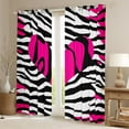 thumbnail image 2 of Zebra Print Window Drapes Block 30%-50% Light,Rose Pink Love Heart Romantic Valentine's Day Kitchen Window Treatments 42Wx63L Inches,Chic Abstract Animal Skin Pattern Window Curtains, 2 of 6