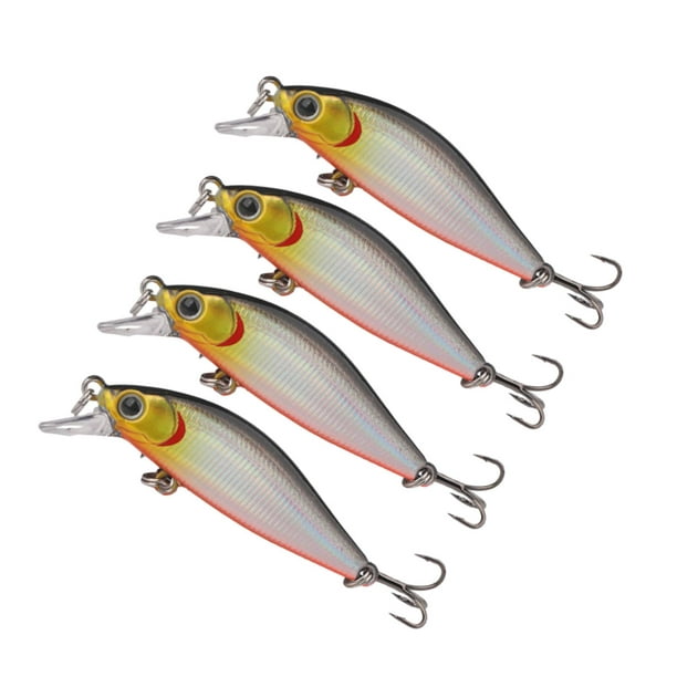 DYNWAVECA 4x Fishing Lures Crankbait Realistic Fishing Lure with Triple  Hook Hard Lure Artificial Baits for Carp Salmon Perch Panfish Pike White 