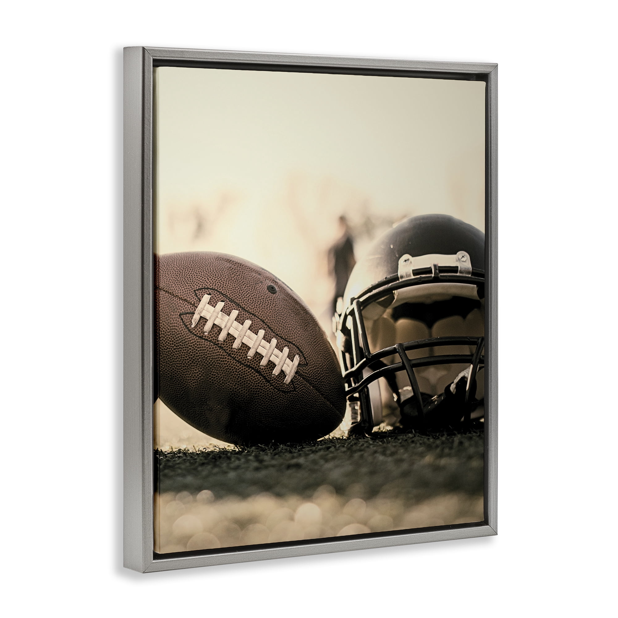 Stupell Industries Football Stand Alone Gray Framed Floater Canvas Wall Art, design by Jesse Keith