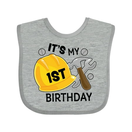 

Inktastic Its My 1st Birthday with Construction Tools Gift Baby Boy Bib