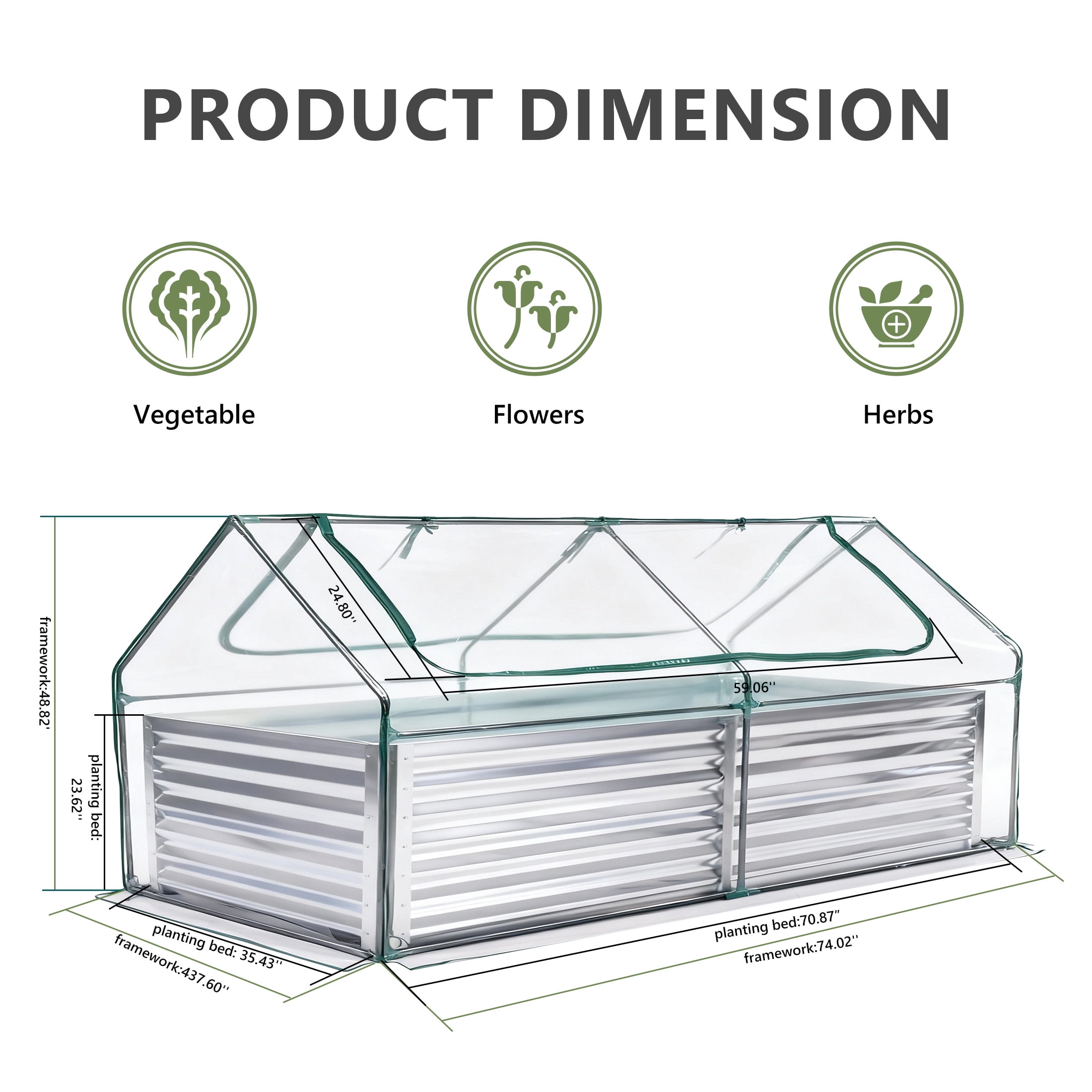 EDX 6 ft. x 3 ft. x 2 ft. Mini Greenhouse with 2 Zipper Doors & Water Resistant UV Protected ,for Flowers, vegetables and herbs ,Transparent