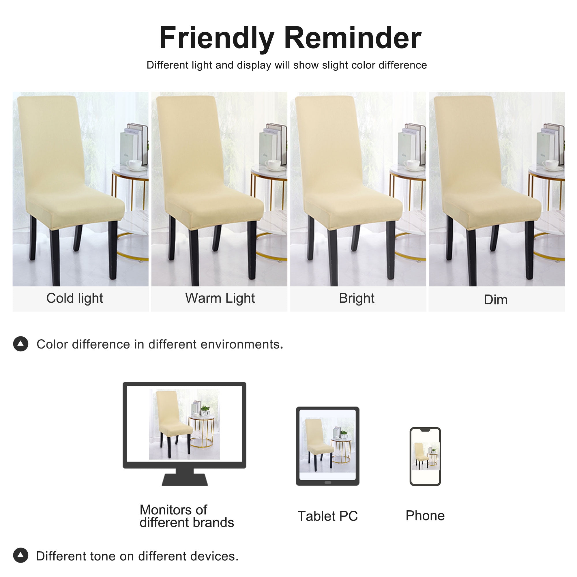 Unique Bargains Stretch Spandex Chair Cover for Dining Room Beige M