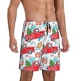 thumbnail image 3 of Rocae Watercolor Red Truck And Fir Tree for Men's Soft Sleep Pajama Shorts, Waistband and Pockets, 3 of 9