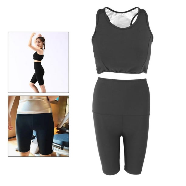 Trajes de para mujer, entrenamiento, Yoga, Leggings, gimnasio, ejercicio, , trajes trenamiento, termo, moldeador de cuerpo caliente - Shorts2 L Pantalones cortos2 L Baoblaze Trajes de sauna fitness