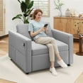thumbnail image 2 of HOMCOM Sleeper Chair Bed, Small Pull Out Sofa with USB, Grey, 2 of 10
