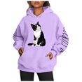thumbnail image 2 of LUCKILY DOG Women's Long Sleeve Hoodie With Double Cat Print Pullover Sweatshirt, 2 of 6
